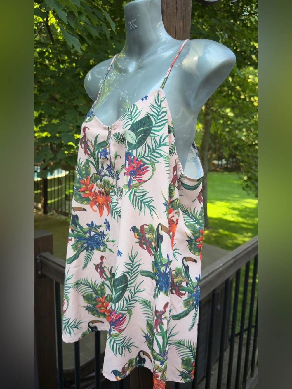 •Hangar 29 Tropical Floral Cami Tank Top Pink Zip Front | Large - Picture 5 of 10